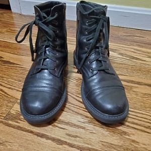 BP black leather combat boots size 8M